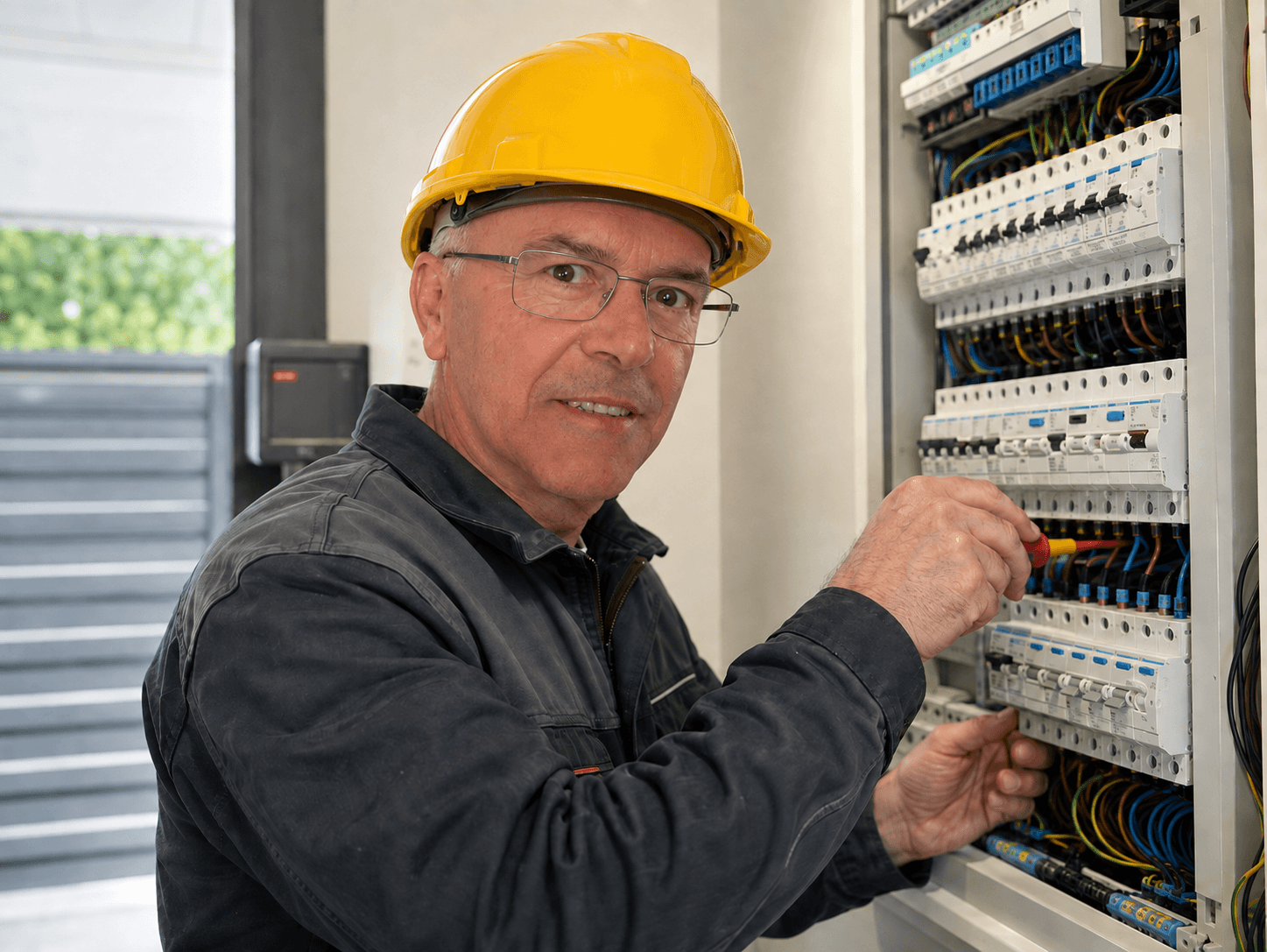 Técnico da Assisteknica em intervenção num quadro elétrico